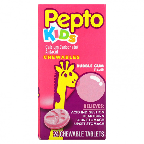Pepto Bismol, Для детей, жевательные таблетки с пепто, жевательная резинка, 24 жевательные таблетки #1