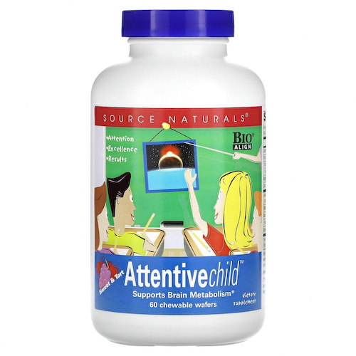 Source Naturals, Attentive Child, детская добавка, 60 жевательных вафель #1
