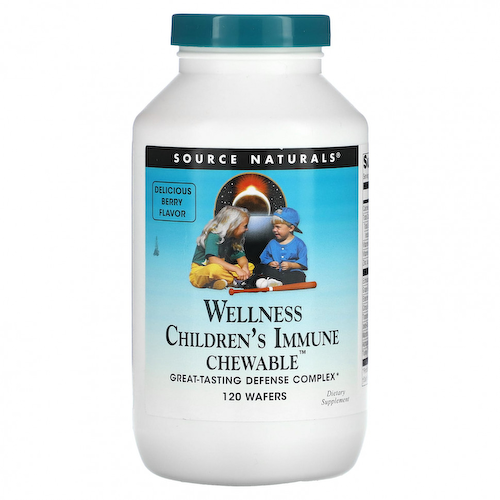 Source Naturals, Wellness Children's Immune, жевательные таблетки, со вкусом ягод, 120 вафель #1