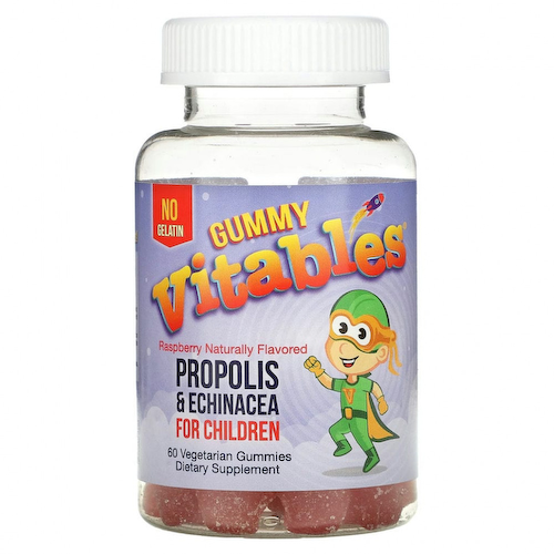 Vitables, прополис и эхинацея для детей, без желатина, со вкусом малины, 60 вегетарианских жевательных конфет #1