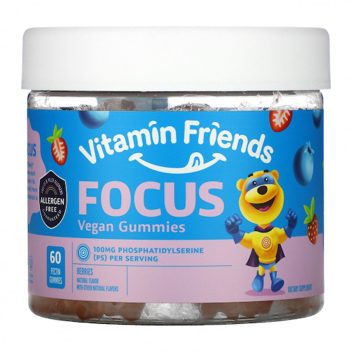 Vitamin Friends, Focus, веганские жевательные мармеладки, ягоды, 60 пектиновых таблеток #1