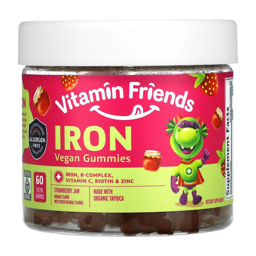 Vitamin Friends, жевательные таблетки с железом, со вкусом клубники, 60 жевательных таблеток с пектином #1