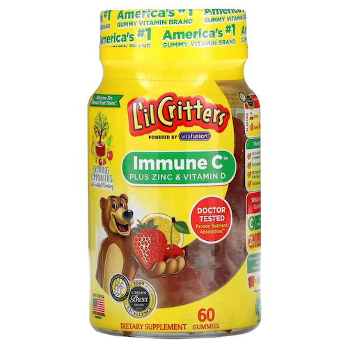 L'il Critters, Immune C, витамин С с цинком и витамином D, 60 жевательных таблеток #1