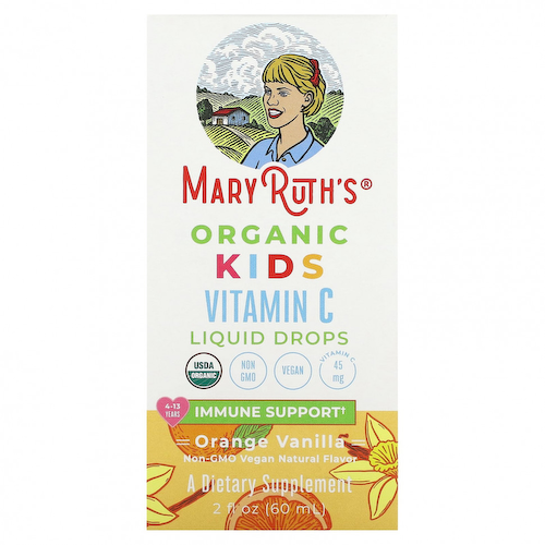 MaryRuth Organics, Organic, жидкие капли с витамином C для детей, для детей от 4 до 13 лет, с апельсином и ванилью, 60 мл (2 жидк. Унции) #1