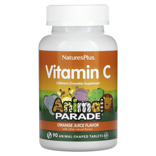 NaturesPlus, Source of Life, Animal Parade, витамин C, вкус натурального апельсинового сока, 90 таблеток в форме животных #1