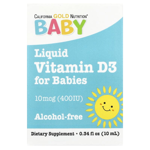 California Gold Nutrition, жидкий витамин D3 для детей, 10 мкг (400 МЕ), 10 мл (0,34 жидк. унции) #1