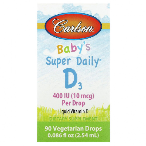 Carlson, Baby's Super Daily D3, 10 мкг (400 МЕ), 90 вегетарианских капель, 2,54 мл (0,086 жидк. Унции) #1
