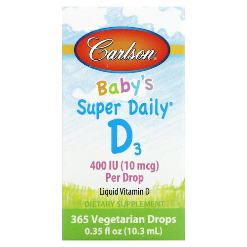 Carlson Labs, Super Daily, витамин D3 для детей, 10 мкг (400 МЕ), 10,3 мл (0,35 жидк. унций) #1