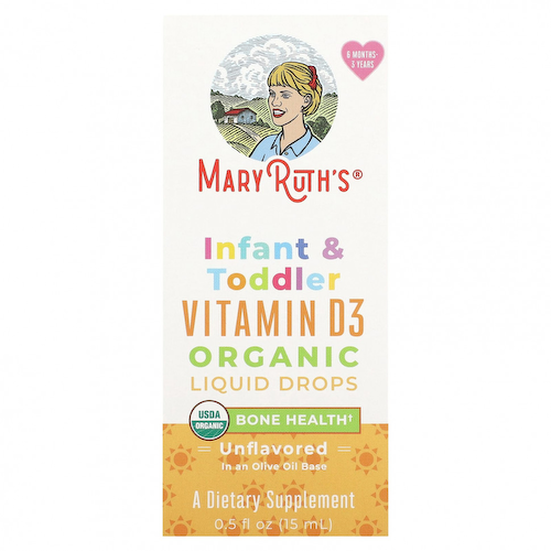 MaryRuth Organics, Органические жидкие капли с витамином D3 для младенцев и малышей, от 6 месяцев до 3 лет, без добавок, 15 мл (0,5 жидк. Унции) #1