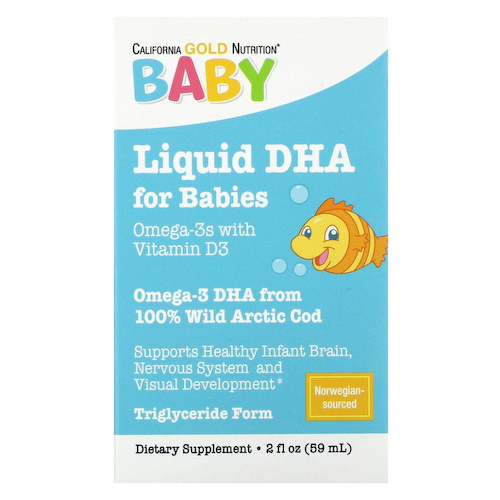 California Gold Nutrition, ДГК для детей, омега-3 с витамином D3, 1050 мг, 59 мл (2 жидк. унции) #1