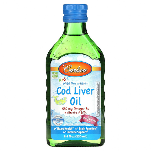 Carlson Labs, Масло печени дикой норвежской трески, для детей, со вкусом жвачки, 250 мл (8,4 жидк. унции) #1