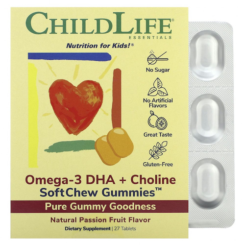 ChildLife, омега-3 ДГК с холином SoftMelts, со вкусом натуральной маракуйи, 27 таблеток #1
