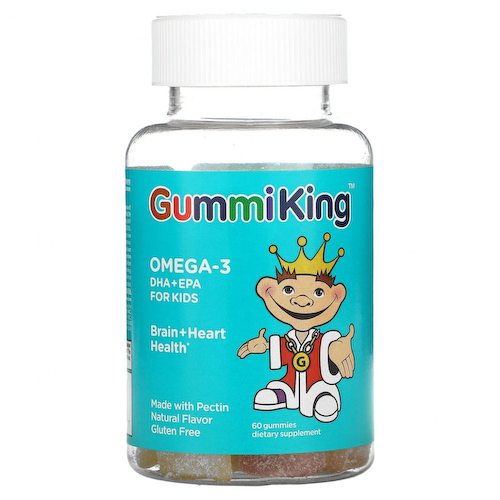 GummiKing, Омега-3 ДГК + ЭПК для детей, клубника, апельсин и лимон, 60 жевательных конфет #1