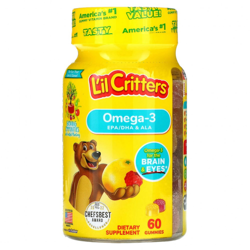 L'il Critters, омега-3, со вкусом малинового лимонада, 60 жевательных мармеладок #1