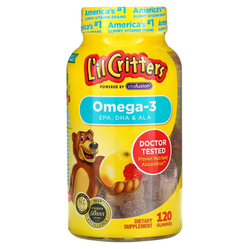 L'il Critters, Омега-3, вкус «Малиновый лимонад», 120 жевательных конфет #1