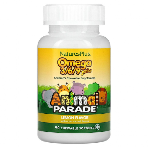 NaturesPlus, Source of Life, Animal Parade, омега 3/6/9 юниор, со вкусом натурального лимона, 90 капсул #1