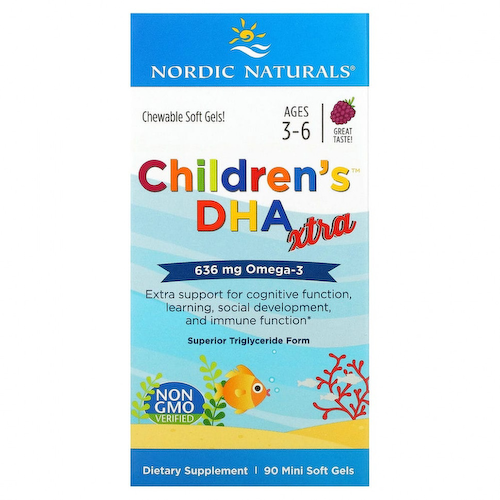 Nordic Naturals, Children's DHA Xtra, для детей от 3 до 6 лет, ягодный вкус, 636 мг, 90 мини-таблеток #1