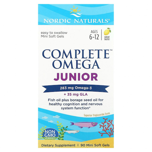 Nordic Naturals, Complete Omega, для детей от 6 до 12 лет, со вкусом лимона, 283 мг, 90 мини-капсул #1