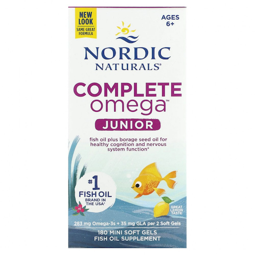 Nordic Naturals, Complete Omega Junior, для детей от 6 до 12 лет, лимон, 180 мини-капсул #1