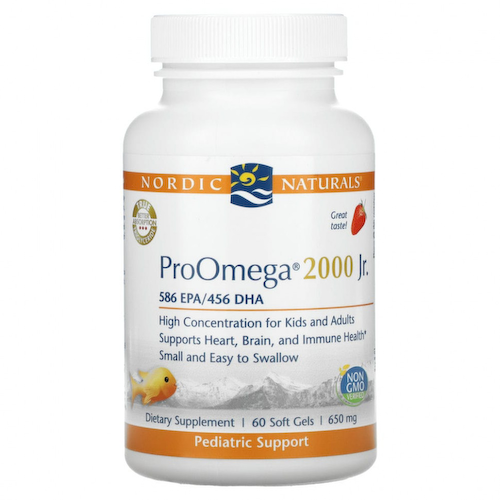 Nordic Naturals, Детская добавка ProOmega 2000, со вкусом клубники, 650 мг, 60 мягких желатиновых капсул #1