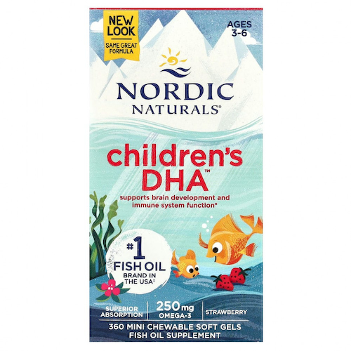 Nordic Naturals, ДГК для детей, клубника, для детей 3–6 лет, 250 мг, 360 желатиновых мини-капсул #1