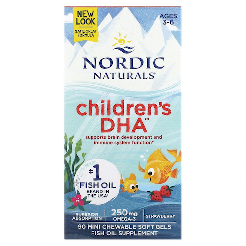 Nordic Naturals, ДГК для детей, клубника, для детей 3–6 лет, 62.5 мг, 90 желатиновых мини-капсул #1