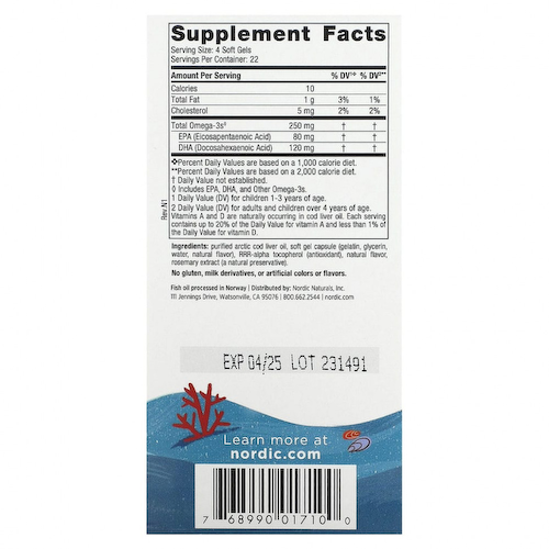 Nordic Naturals, ДГК для детей, клубника, для детей 3–6 лет, 62.5 мг, 90 желатиновых мини-капсул #1