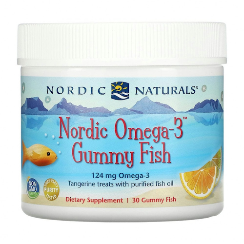 Nordic Naturals, Nordic Omega-3 Gummy Fish, «мандариновые лакомства», 124 мг, 30 жевательная таблеток в форме рыбок #1