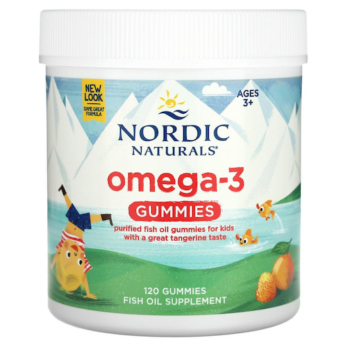 Nordic Naturals, Nordic Omega-3, лакомства со вкусом мандарина, 41 мг, 120 жевательных мармеладок #1
