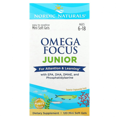 Nordic Naturals, Omega Focus Junior, для детей 6–18 лет, 120 мягких мини-таблеток #1