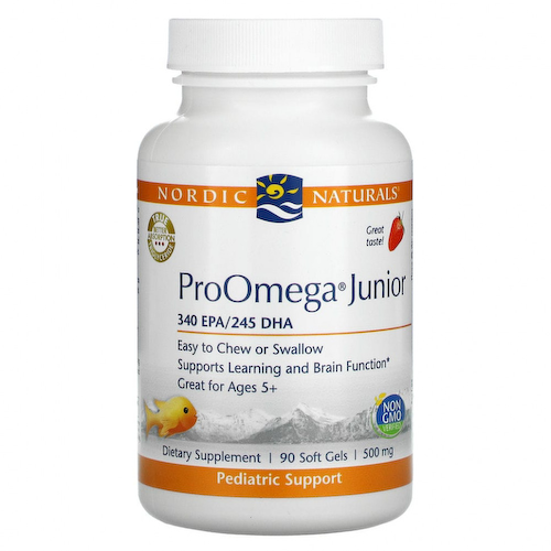 Nordic Naturals, ProOmega Junior, клубничный вкус, 340 мг, 90 мягких таблеток #1