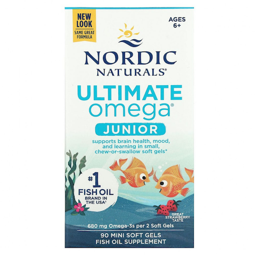 Nordic Naturals, Ultimate Omega Junior, для детей от 6 до 12 лет, со вкусом клубники, 340 мг, 90 мини-капсул #1