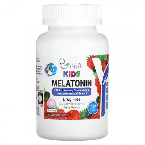 Doctor's Finest, Мелатонин для детей, от 3 лет, со вкусом ягод, 120 жевательных таблеток #1