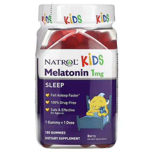 Natrol, Мелатонин, для детей от 4 лет, ягодный, 1 мг, 180 жевательных таблеток #1