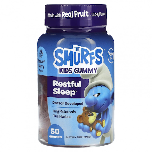 The Smurfs, детские жевательные таблетки, для спокойного сна, для детей от 3 лет, ягодный вкус, 50 жевательных таблеток #1