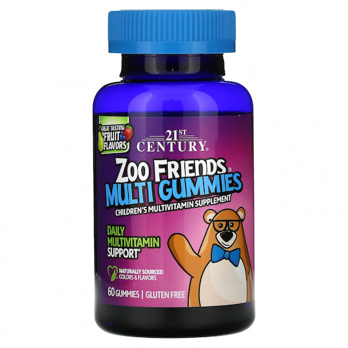 21st Century, Zoo Friends, мультивитамины, фрукты, 60 жевательных таблеток #1