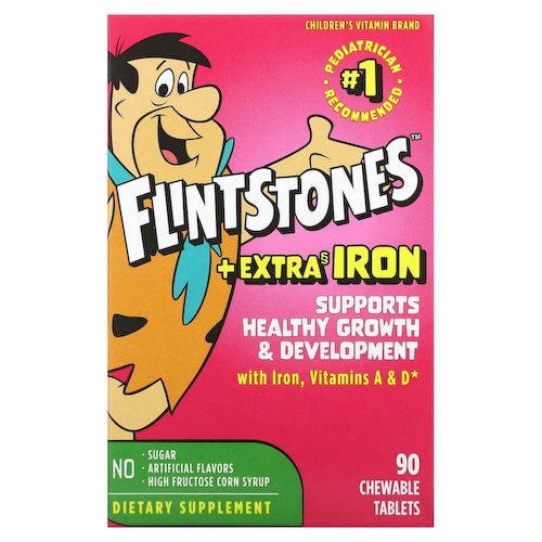 Flintstones, Мультивитамины для детей, с дополнительным содержанием железа, 90 жевательных таблеток #1
