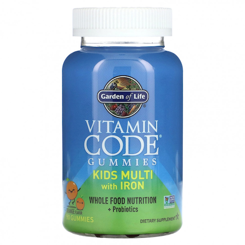 Garden of Life, Vitamin Code, жевательные таблетки для детей, мультивитамины с железом, апельсин, 90 жевательных таблеток #1