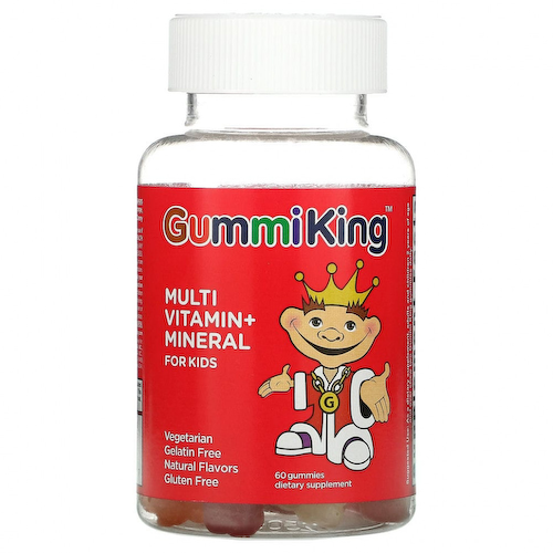 GummiKing, Мультивитамины и минералы для детей, виноград, лимон, апельсин, клубника и вишня, 60 жевательных таблеток #1
