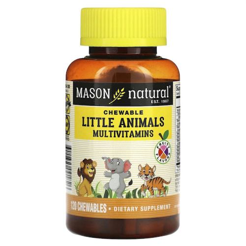 Mason Natural, Little Animals, мультивитамины, фруктовый вкус, 120 жевательных таблеток #1