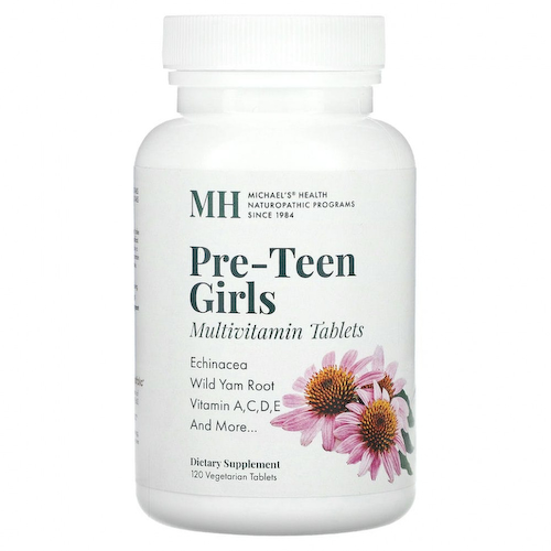 Michael's Naturopathic, Pre-Teen Girls, ежедневные поливитамины, 120 вегетарианских таблеток #1