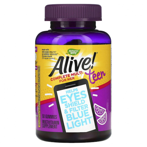 Nature's Way, Alive! Teen, мультивитаминный комплекс для нее, 50 жевательных таблеток #1