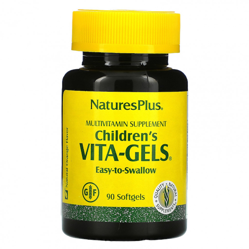 NaturesPlus, Детские Vita-Gels, мультивитаминная добавка, натуральный апельсин, 90 мягких таблеток #1