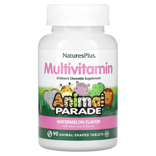 NaturesPlus, Мультивитамины для детей, Animal Parade, арбуз, 90 таблеток в форме животных #1