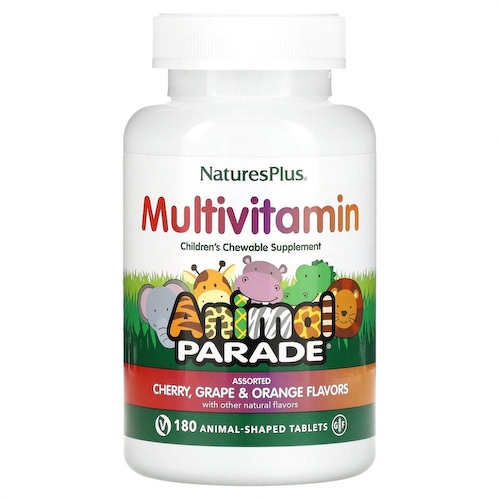 NaturesPlus, Source of Life, Animal Parade, жевательные мультивитамины с микроэлементами, для детей, ассорти, 180 таблеток в форме животных #1