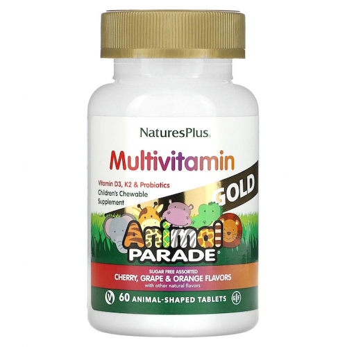 NaturesPlus, Source of Life, Animal Parade Gold, жевательные мультивитамины с микроэлементами для детей, в ассортименте, 60 таблеток в форме животных #1