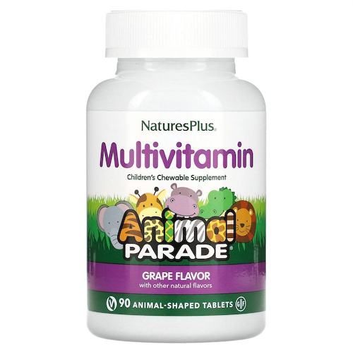 NaturesPlus, Source of Life, Animal Parade, жевательные мультивитамины с микроэлементами для детей, со вкусом винограда, 90 таблеток в форме животных #1
