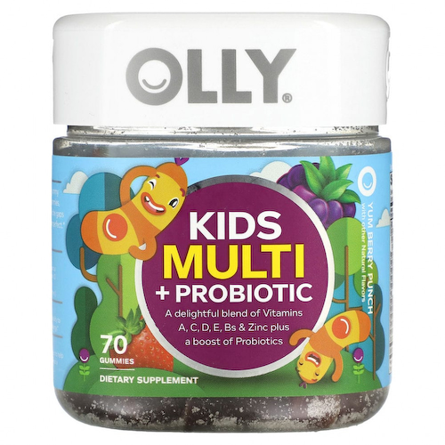 OLLY, Детский мультивитамин и пробиотик, ягодный пунш, 70 жевательных таблеток #1