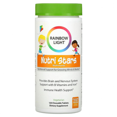 Rainbow Light, Nutri Stars, мультивитамины, со вкусом ананаса и апельсина, 120 жевательных таблеток #1