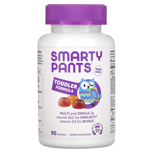 SmartyPants, мультивитамины и омега-3 кислоты для малышей, виноград, апельсин и голубика, 90 жевательных конфет #1